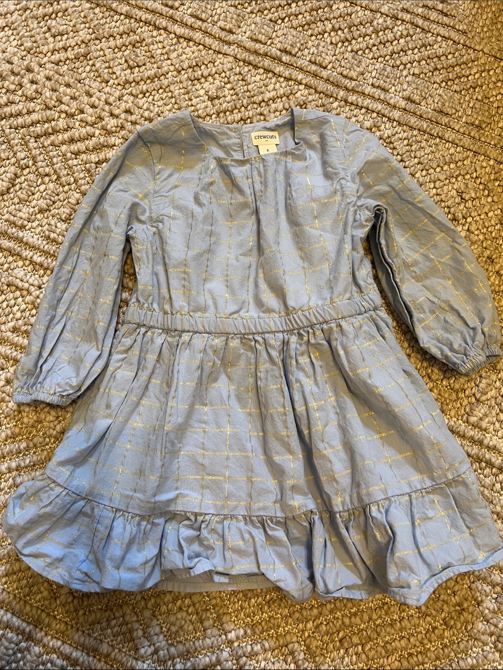 Crewcuts Light Blue Dress with Gold Windowpane